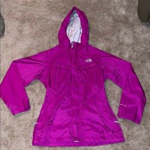 Pink/ purple north face rain jacket
